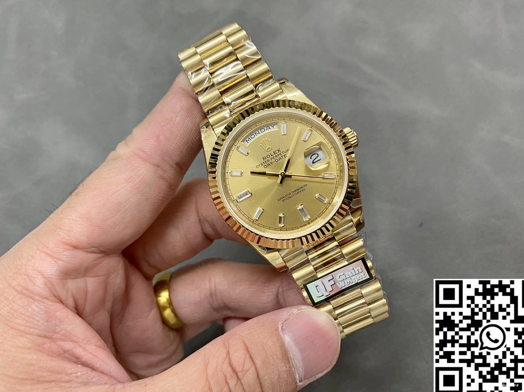 Steel M228238-0005 Date Diamond Factory Rolex Day v5 Dial Tungsten Hourmarker Gold QF 1012